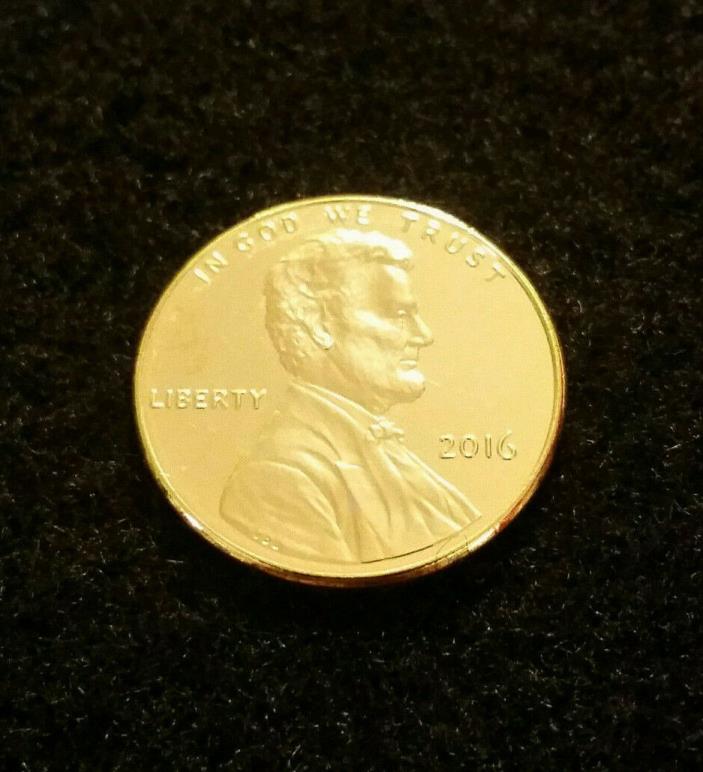 One 2016 24K Gold Plated Lincoln Shield Penny One Cent Uncirculated LOOK!!!