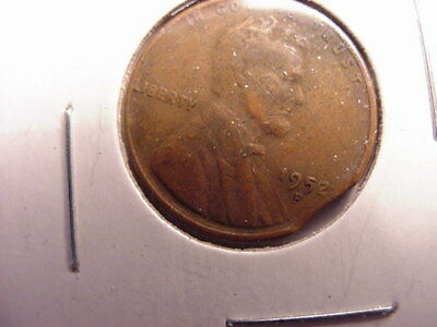 1952 D LINCOLN WHEAT PENNY CENT WITH CLIPPED PLANCHET VERY FINE CONDITION