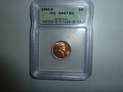 1950-D Lincoln MS67 Red! None finer!!  ICG Graded!  Registry Quailty!! ON SALE!!