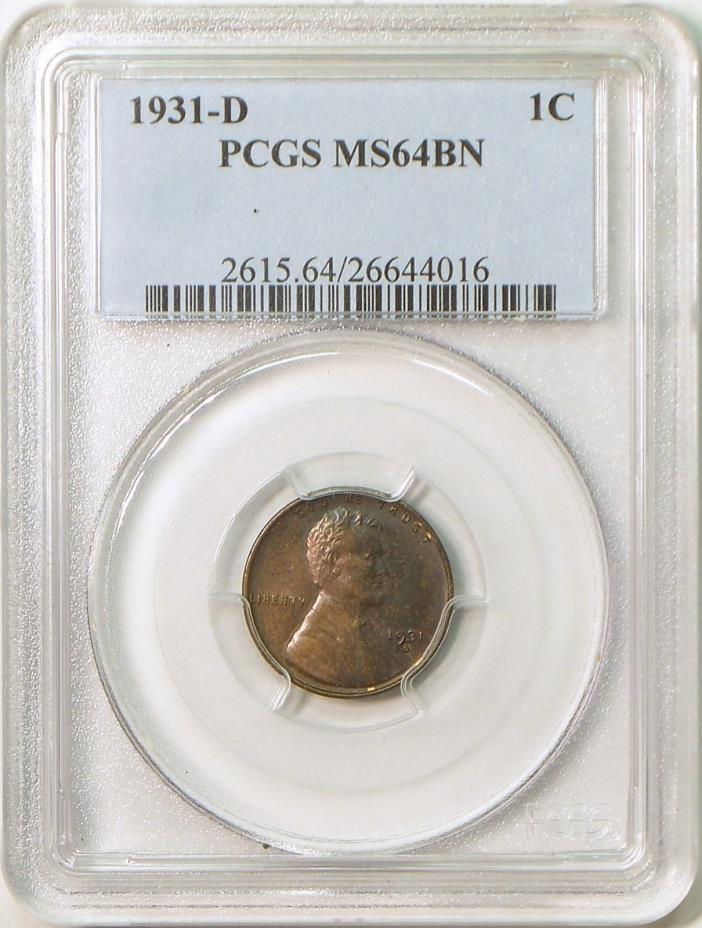 1931-D PCGS MS64BN Lincoln Cent Toned