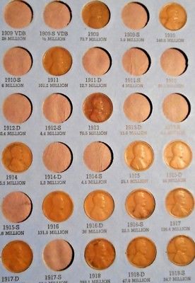 LINCOLN CENT PARTIAL SET: 64 DIFFERENT COINS 1909 TO 1940PDS IN A FOLD64