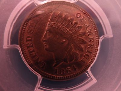 PCGS 1864 indian head cent rare unc error 45 degree rotation diamonds Bu CH