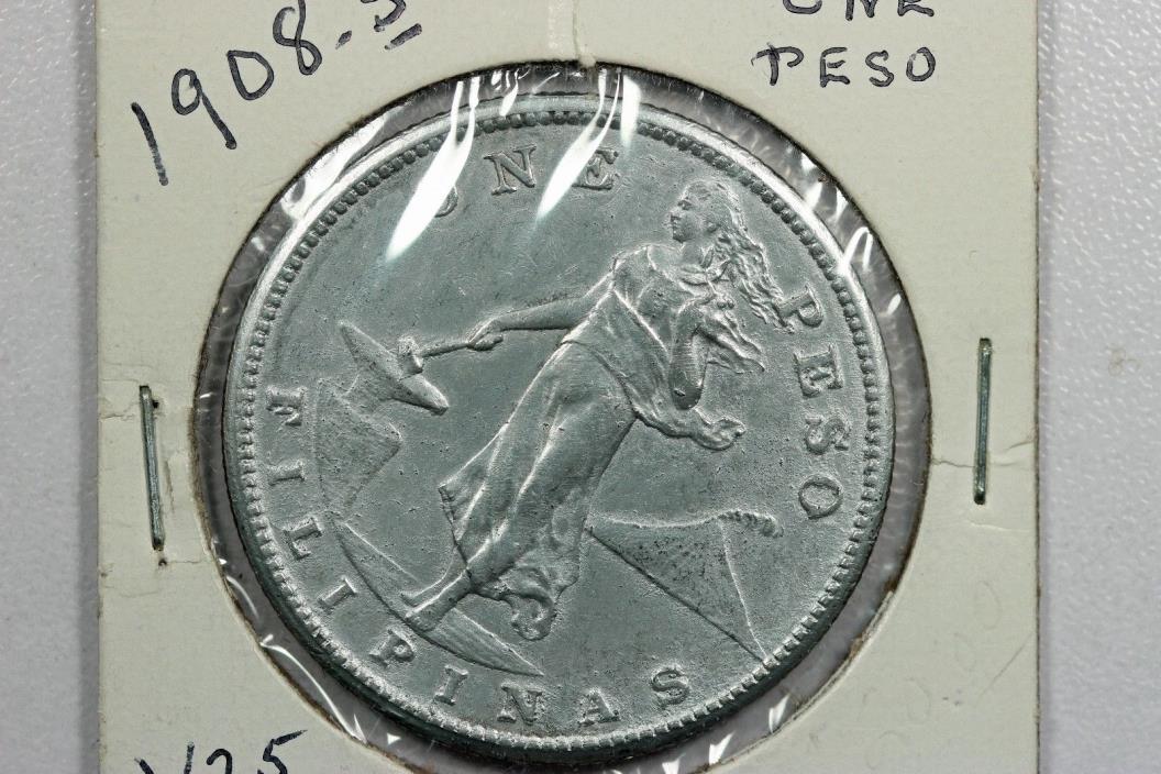 PHILIPPINES - Un Peso - 1908 S - San Francisco Mint - Manila Harbor Hoard aUNC