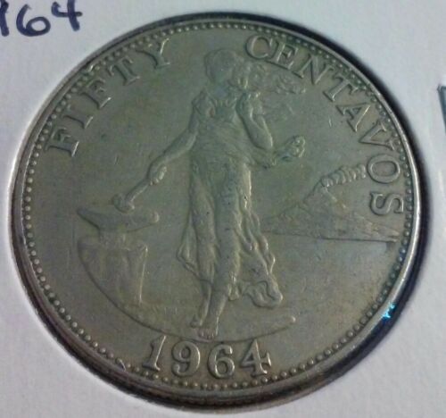 1964 Philippines 50 Centavos Coin -   (#IN1145)