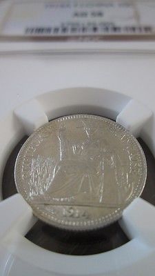 French Indochina 10 Cents 1914A NGC AU 58