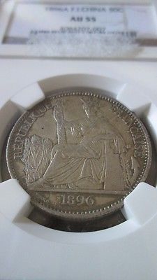 French Indochina 50 Cents 1896A NGC AU 55
