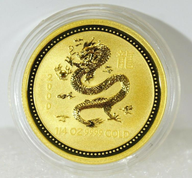 VERY RARE 2000 AUSTRALIA YEAR OF THE DRAGON 1/4 oz GOLD LUNAR SERIES 1 $25 Coin