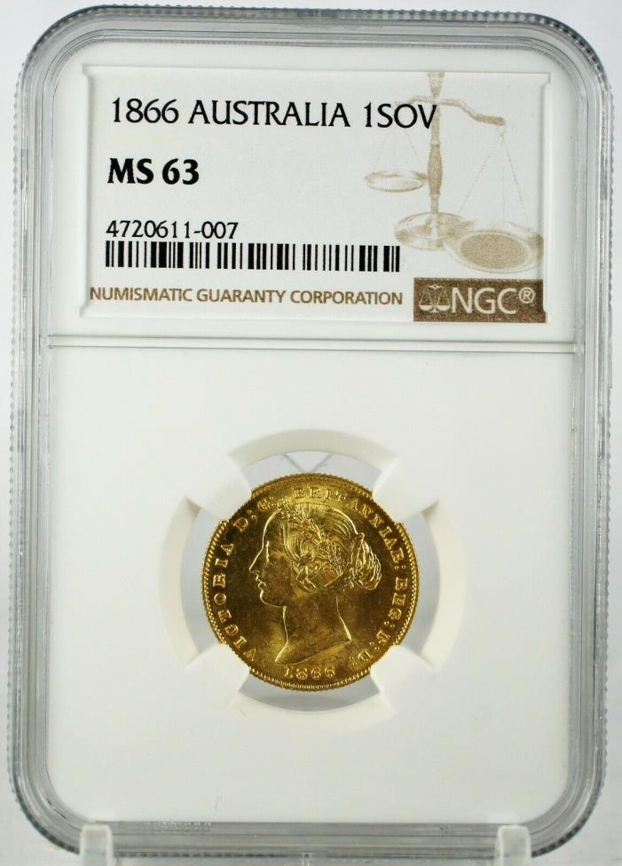 Australia 1866 sy Sovereign Sydney Mint NGC MS63 - Beautiful Coin - Rare grade