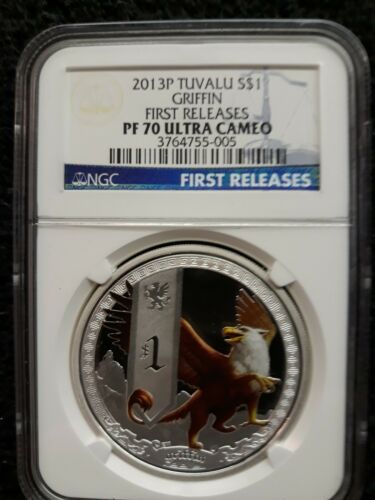 2013 Tuvalu Mythical Creatures GRIFFIN 1oz Silver PF70 Ultra Cameo First Release