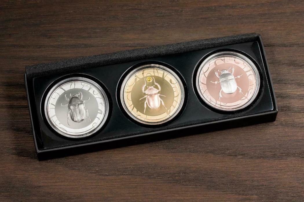 Scarab Selection II 1 oz Proof Silver Set 3x5$ Cook Islands 2017