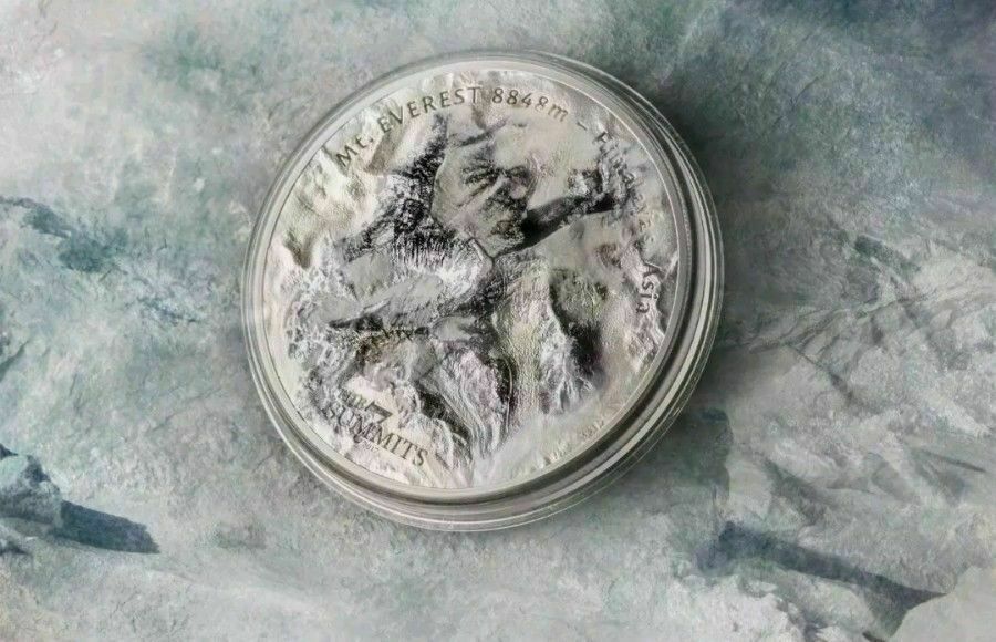 2017 SEVEN SUMMITS MT MOUNT EVEREST 5 oz .999 Silver Coin $25 Cook Islands