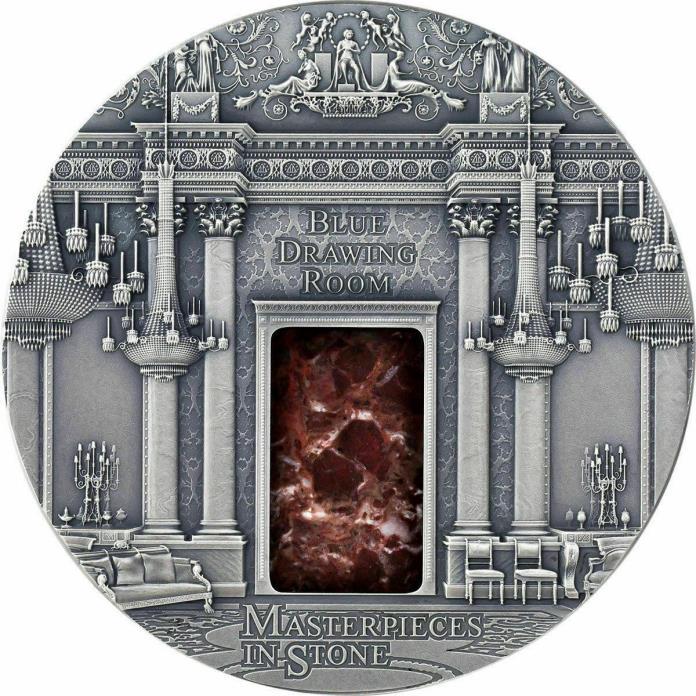 Fiji 2014, Buckingham Palace Blue Drawing Room, 3oz Silver, $10, Masterpieces