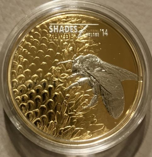 2014 Cook Islands $5 Shades of Nature Honey Bee 1oz Proof Silver Coin