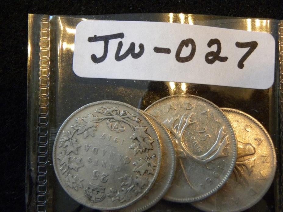 4-CANADIAN SILVER QUARTERS...17-42-43-51 ........JW---027