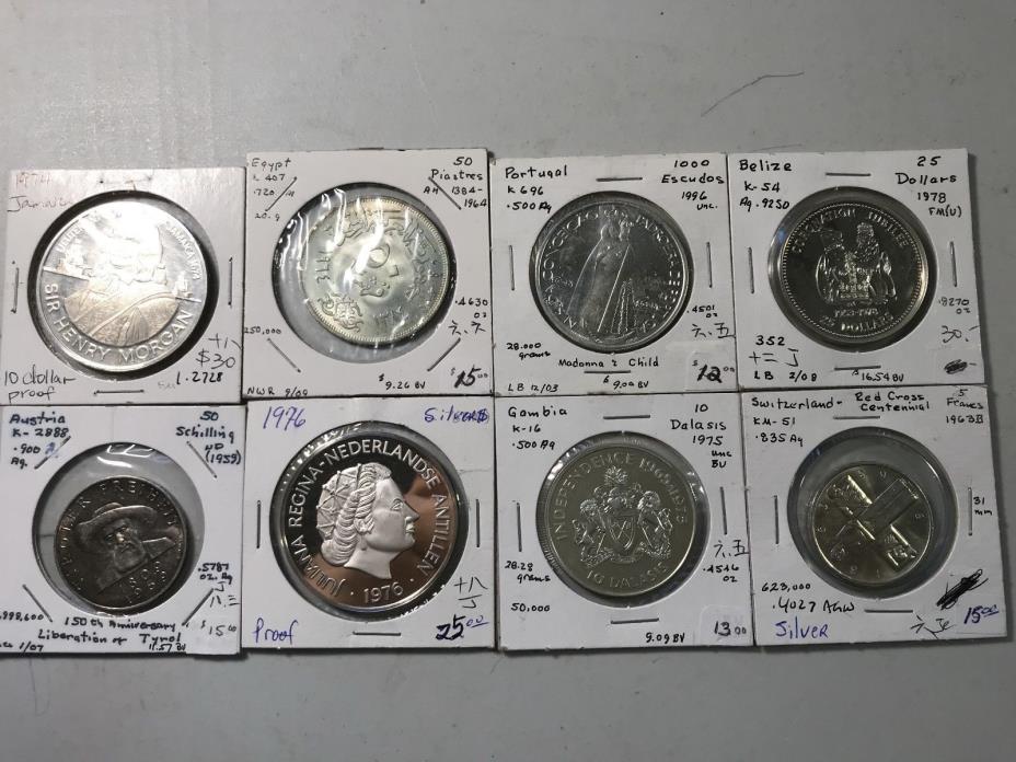 Jamaica Portugal Egypt and more 10 silver world coin lot Excellent high value