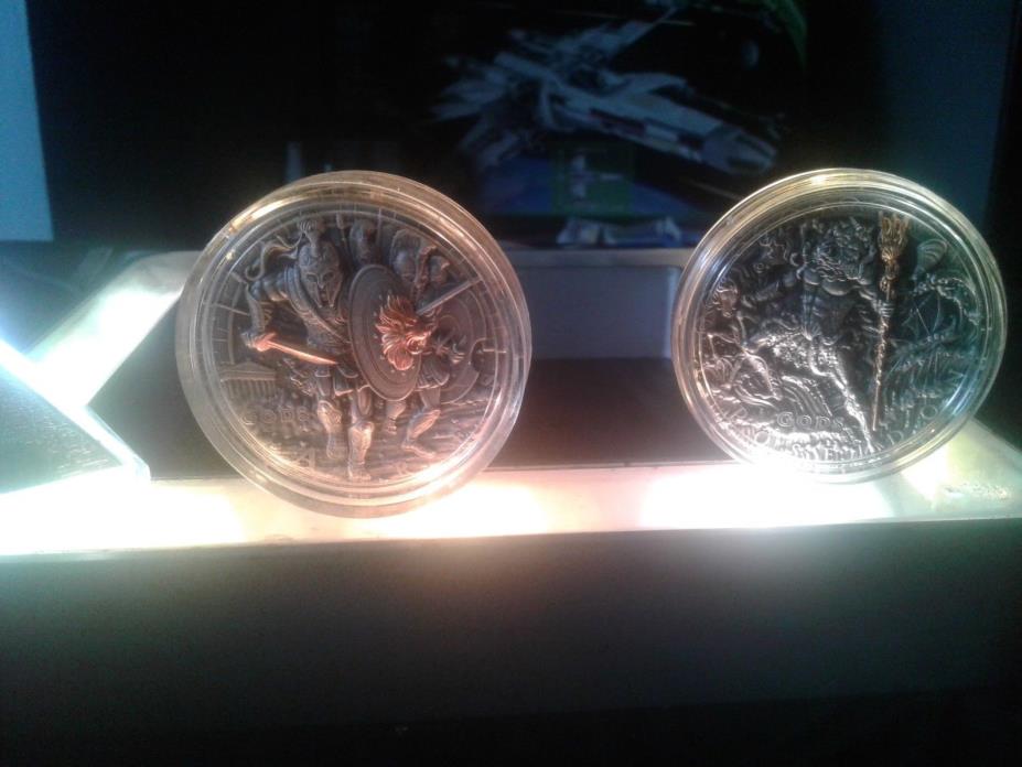 Aries and Poseidon 2 oz silver coins