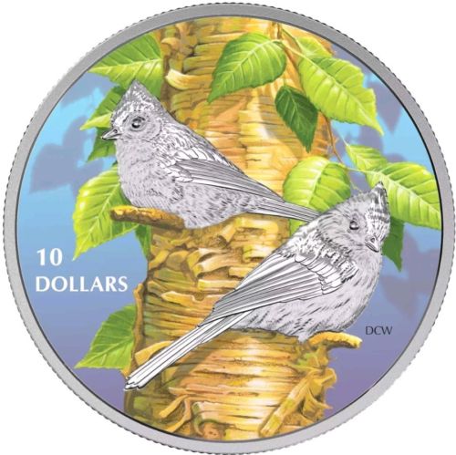2017 1/2 Oz PROOF Silver $10 CANADA BIRDS NATURE'S TUFTED TITMOUSE Coin.