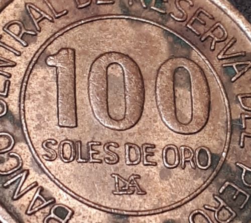 PEROU PERU 100 SOLES DE ORO 1984 ERROR DOUBLE DATE 100 SOLES DE ORO DBL LETTRAG