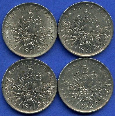 France 1971 1971 1971 & 1972 5 Franc Coins