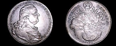 1795 German States Bavaria 1 Thaler World Silver Coin - Karl Theodor - Munchen