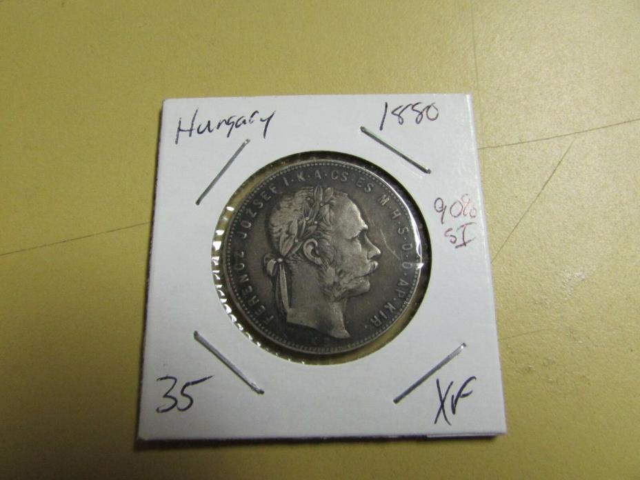 1880 Hungary 1 Forint 90% Silver XF++