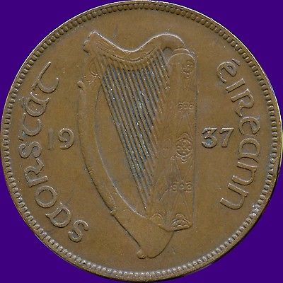 1937 Ireland 1 Penny Coin