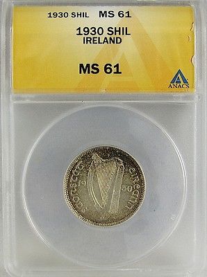 IRELAND 1930 SHILLING  ANACS MS61
