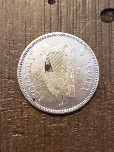1937 Ireland 1 Shilling With Bull Coin (Key Date, Rare)