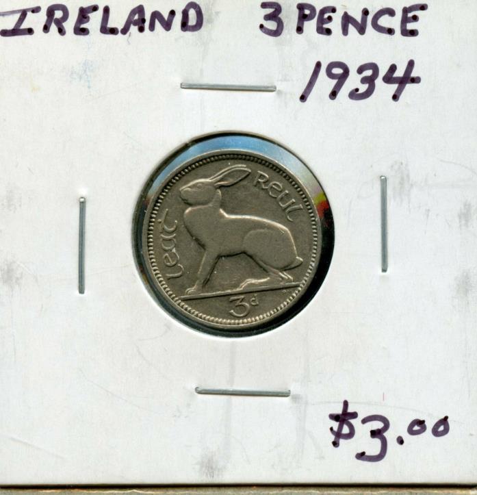 1934 IRELAND 3 PENCE COIN FA68