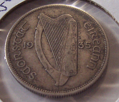 IRELAND 1935 FLOIRIN SALMON  SILVER COIN