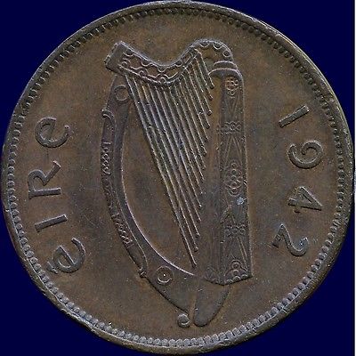 1942 Ireland Half Penny Coin