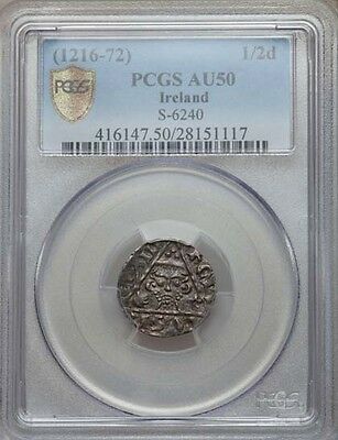 IRELAND  HENRY III (ENGLAND) 1216-1272  SILVER PENNY COIN, CERTIFIED PCGS AU-50