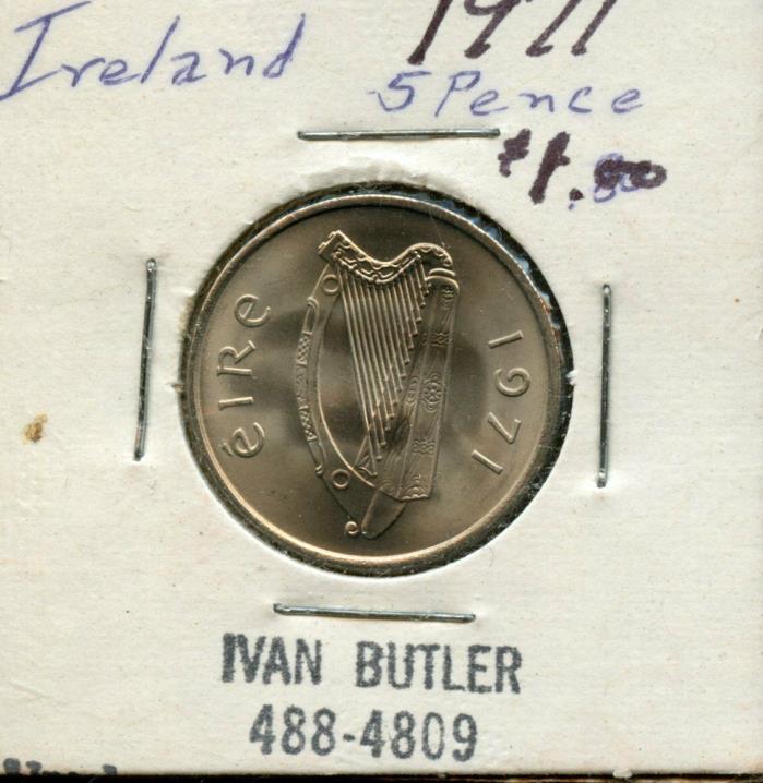 1971 IRELAND 5 PENCE COIN FA140