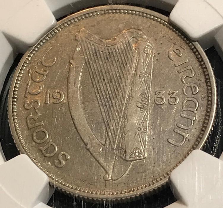 1933 Ireland Florin NGC XF40 Key Mintage 300,000 Nice and Lustrous CHN