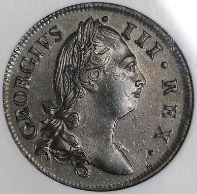 1782 NGC AU 55 IRELAND 1/2 Penny George III GREAT BRITAIN Irish Coin (17032301CZ