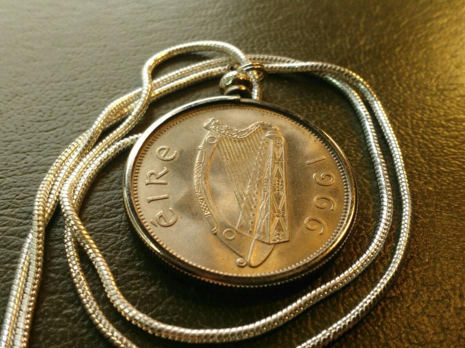 1966 Mint IRISH 1/2 Crown Stallion Coin on a 24