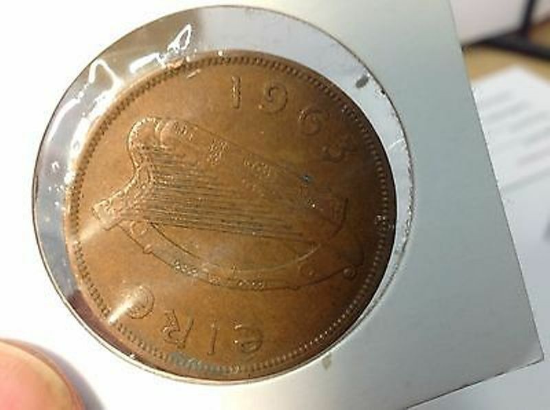 1963 IRELAND Large Penny, Cent, Hen Penny, Good Luck, Irish Large Cent