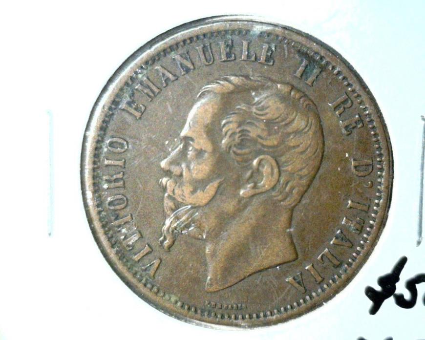 1866 M Italy 10 Centesimi Coin KM#11.5 Extremely Fine