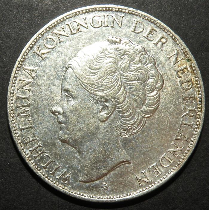 Netherlands Coin 2-1/2 Gulden Silver 1938 Rare Key Low Mintage Wilhelmina BU Lot