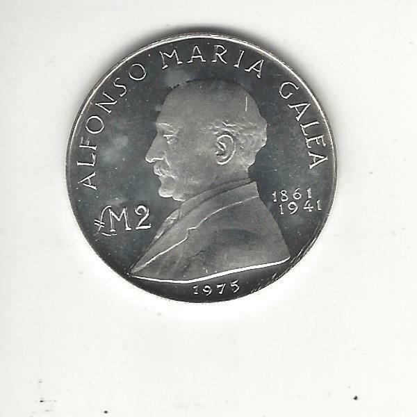 Malta 2 Pounds 1975, Proof Like, Silver, Only 18,000 Minted!