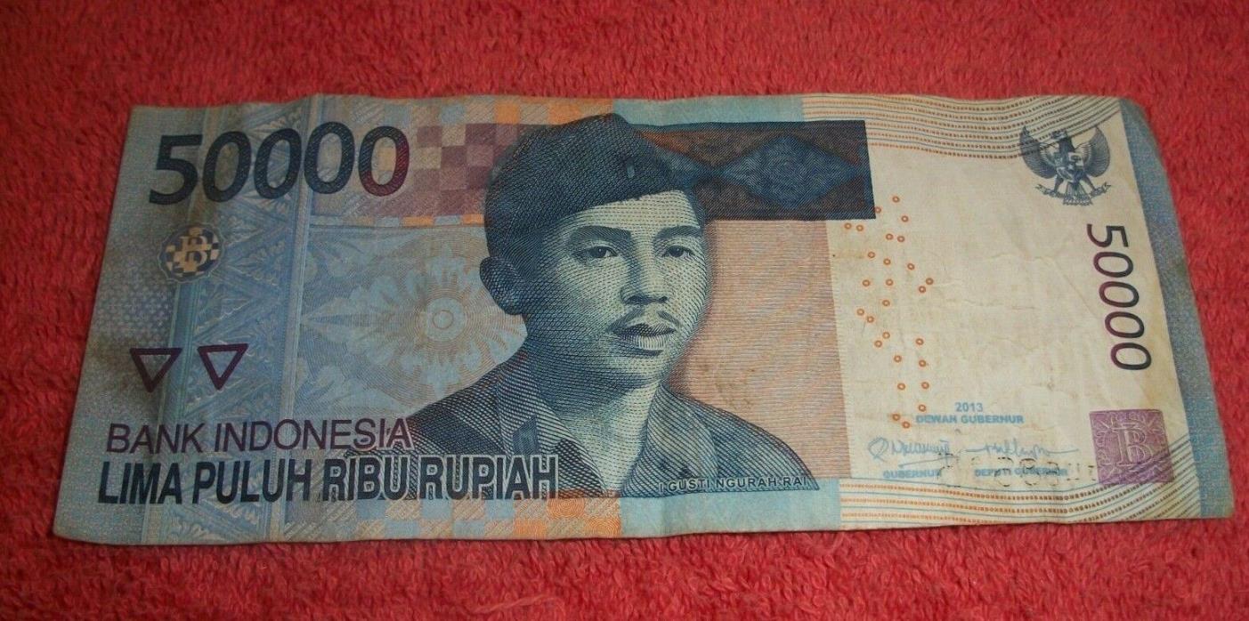 2013 Bank Indonesia Lima Puluh Ribu Rupiah 50,000 Banknote / Paper Money