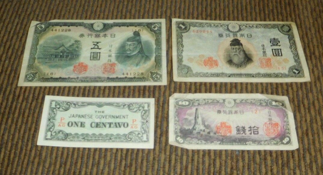 VINTAGE JAPANESE BANKNOTES FROM WWII - OLD PAPER MONEY -