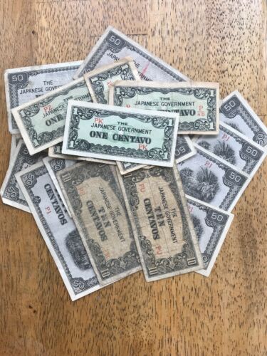 World War II Japanese Government Currency Centavos Banknotes Lot of 18