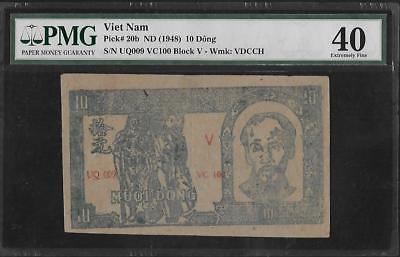 Vietnam P-20b 10 Dong 1948 Wmk. VNDCCH PMG 40