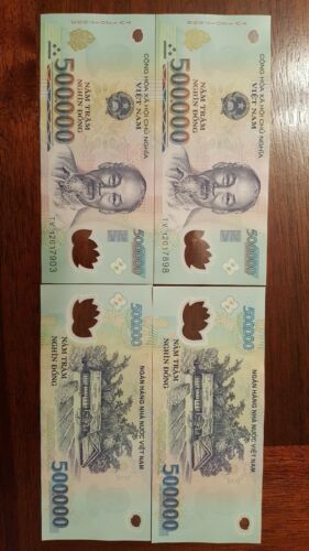 1 Million Vietnamese Dong VND 500,000 X 2 =  1,000,000 UNC vietnam currency