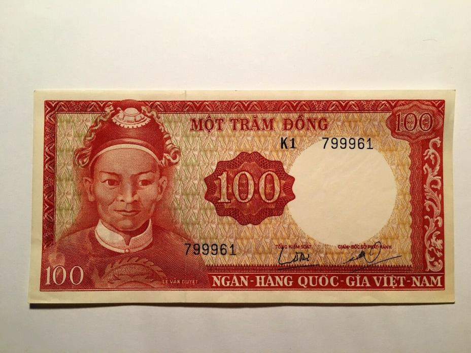 1966 Viet Nam 100 Dong Banknote Paper Currency - Pik 19a