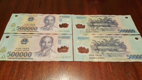 1 MILLION VIETNAMESE DONG VIETNAM VND 500,000 x 2 = 1,000,000 Banknotes CIRC IQD