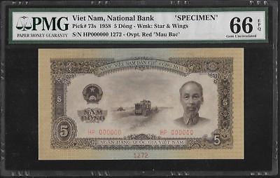 Vietnam P-73s 5 Dong 1958 Specimen PMG 66 EPQ