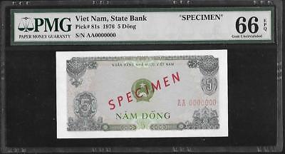 Vietnam P-81s 5 Dong 1976 Specimen PMG 66 EPQ