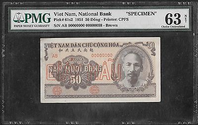 Vietnam P-61s2 50 Dong 1951 Specimen PMG 63 NET
